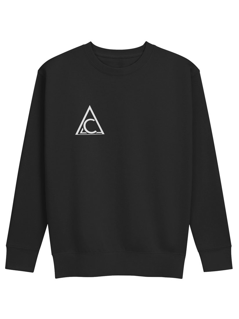CLAUD Signature Crewneck with the triangle logo over the heart
